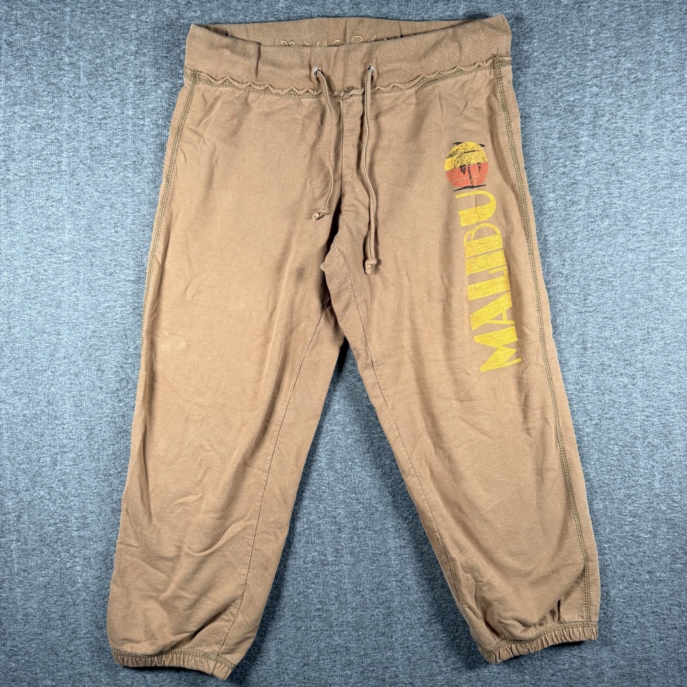Rue21 Sweatpants Womens M Brown Malibu Graphic Capri Joggers Beach Lounge